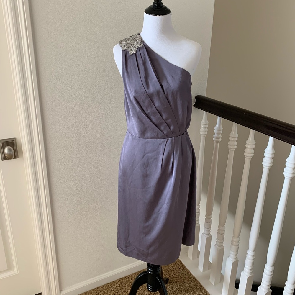 Elegant mauve purple Banana Republic one-shoulder dress